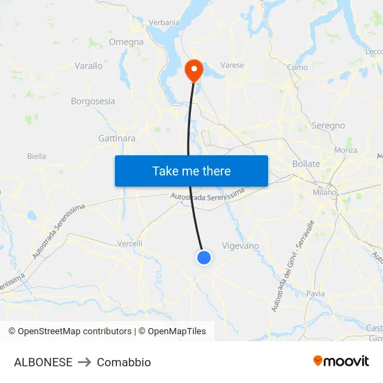 Albonese to Comabbio map