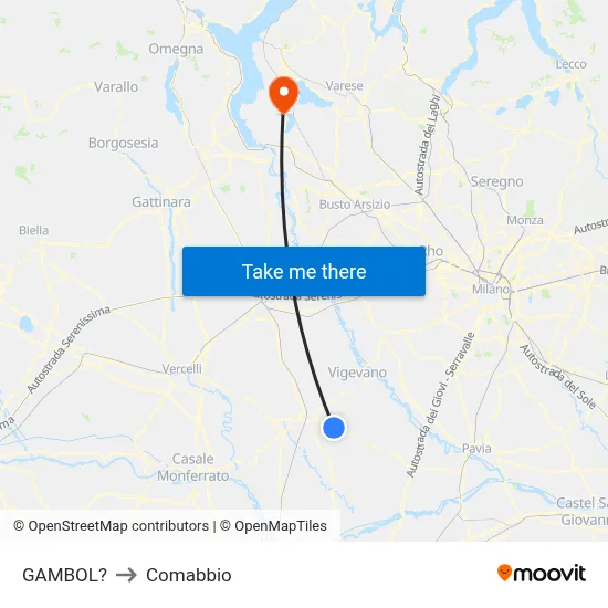Gambol to Comabbio map