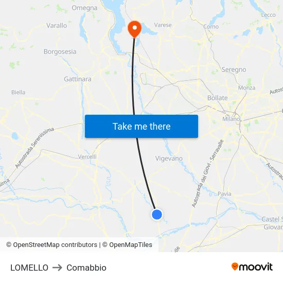 Lomello to Comabbio map