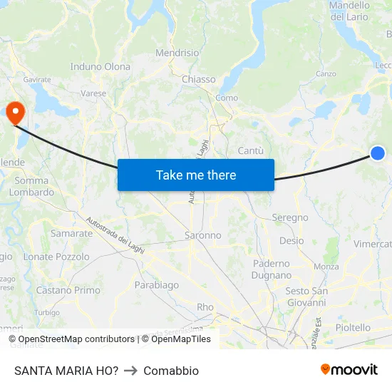 Santa Maria Ho? to Comabbio map