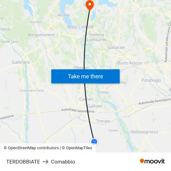 TERDOBBIATE to Comabbio map