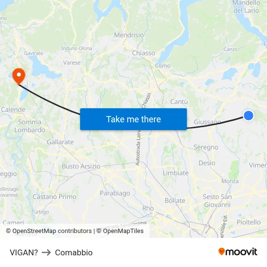 Vigano to Comabbio map