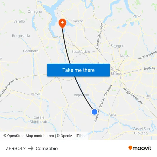 Zerbol to Comabbio map