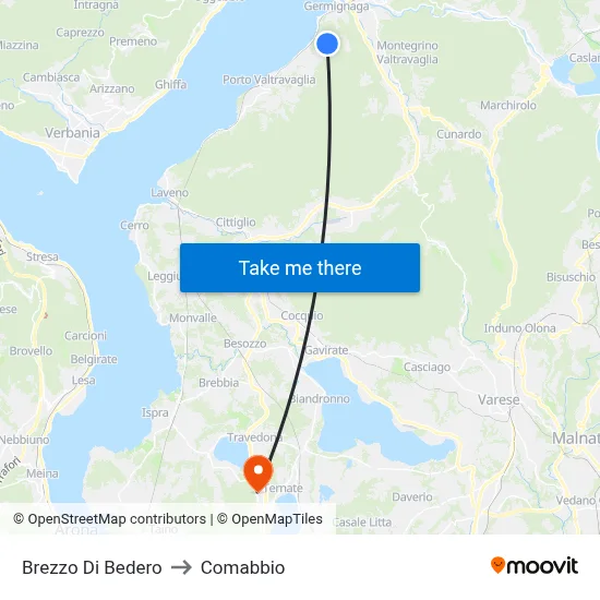 Brezzo Di Bedero to Comabbio map