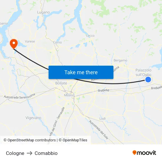 Cologne to Comabbio map