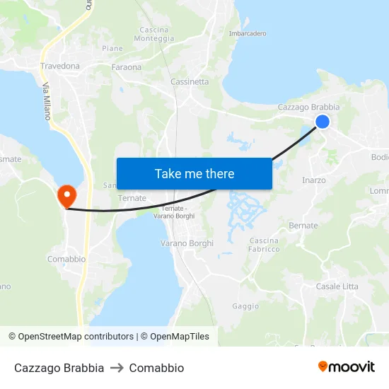 Cazzago Brabbia to Comabbio map