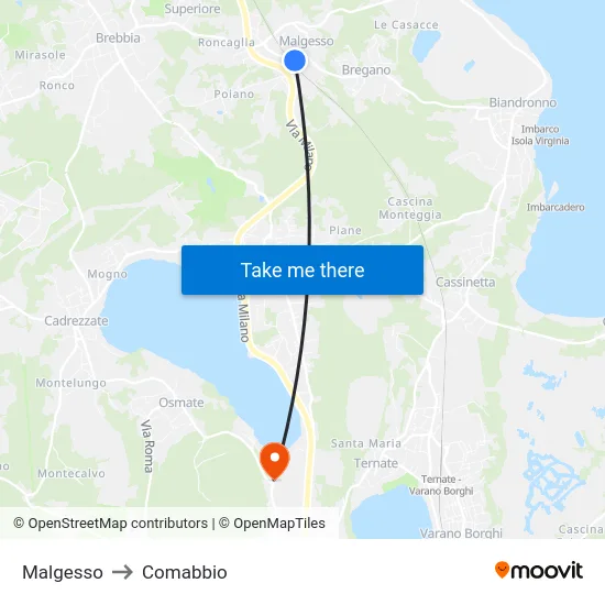Malgesso to Comabbio map