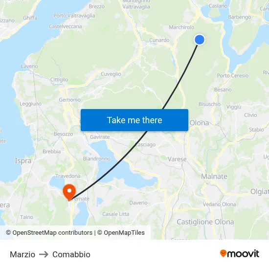Marzio to Comabbio map