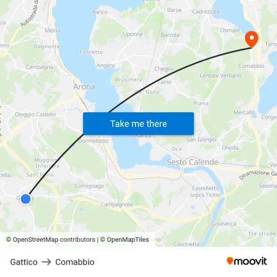 Gattico to Comabbio map