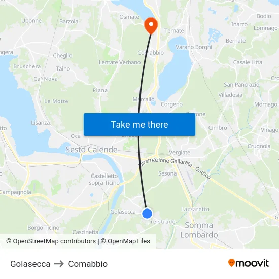 Golasecca to Comabbio map