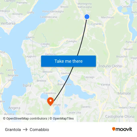Grantola to Comabbio map