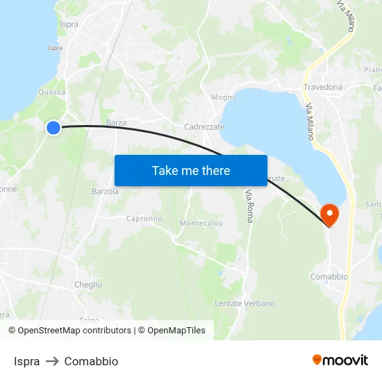 Ispra to Comabbio map