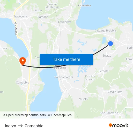 Inarzo to Comabbio map