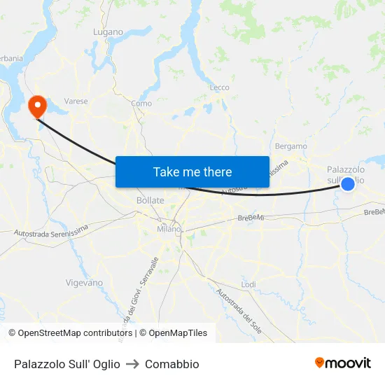 Palazzolo Sull' Oglio to Comabbio map