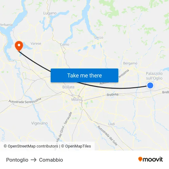 Pontoglio to Comabbio map