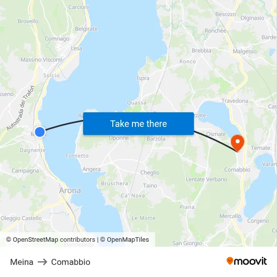 Meina to Comabbio map