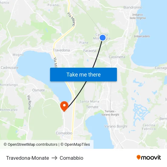 Travedona-Monate to Comabbio map