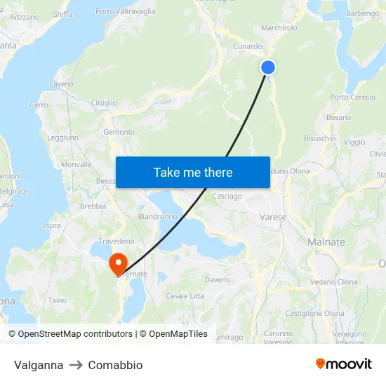 Valganna to Comabbio map