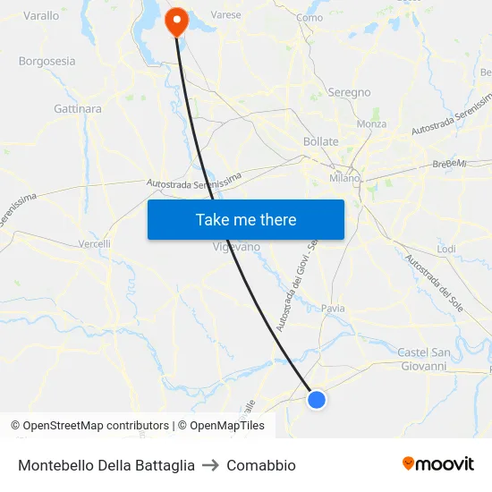 Montebello Della Battaglia to Comabbio map
