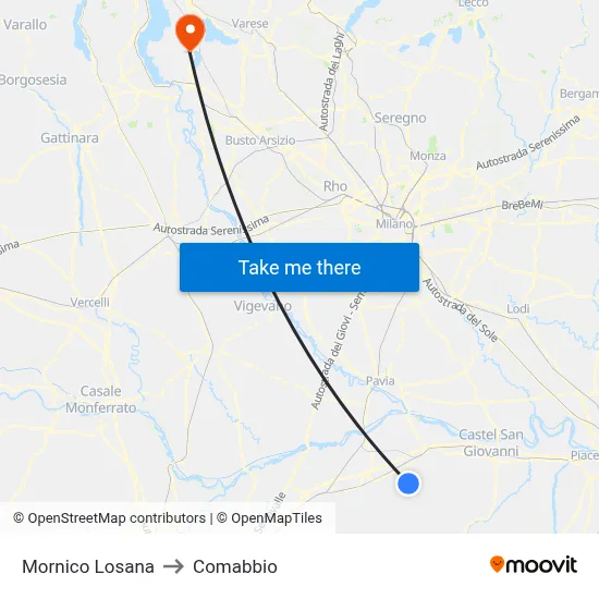 Mornico Losana to Comabbio map