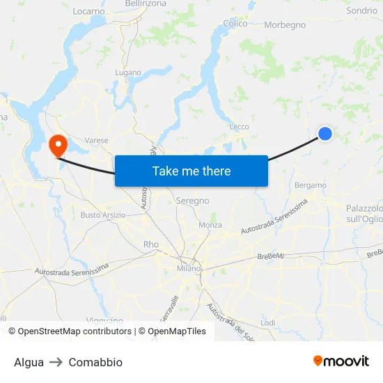 Algua to Comabbio map