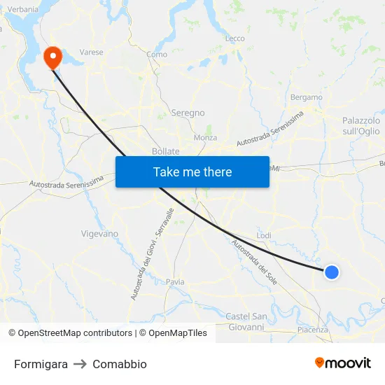 Formigara to Comabbio map