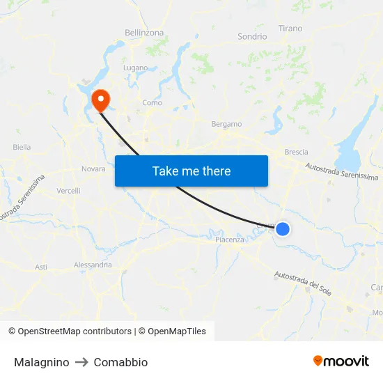 Malagnino to Comabbio map