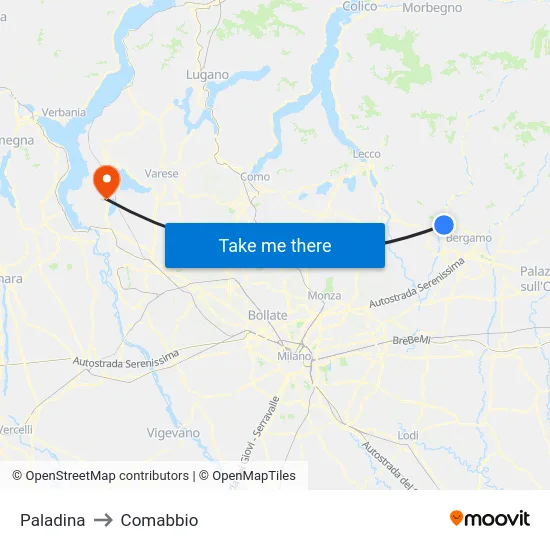 Paladina to Comabbio map