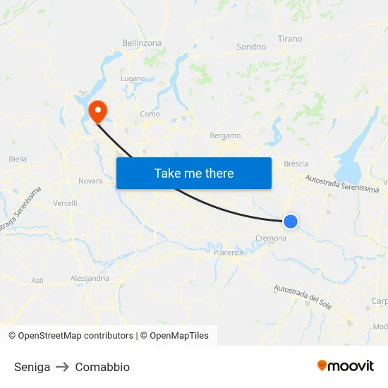 Seniga to Comabbio map