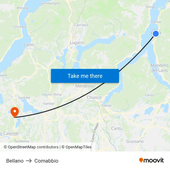 Bellano to Comabbio map