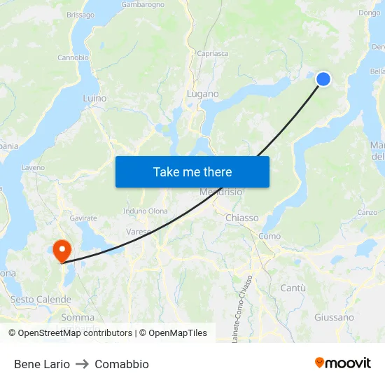 Bene Lario to Comabbio map