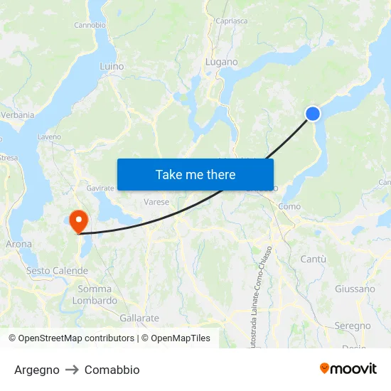 Argegno to Comabbio map
