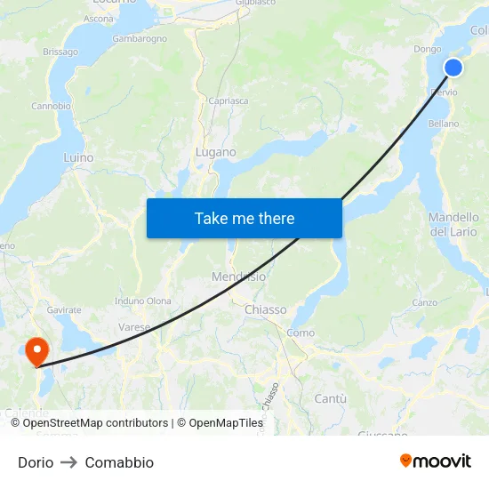 Dorio to Comabbio map