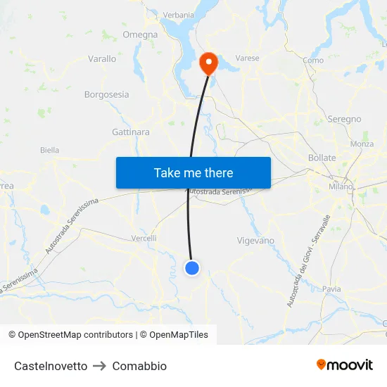 Castelnovetto to Comabbio map