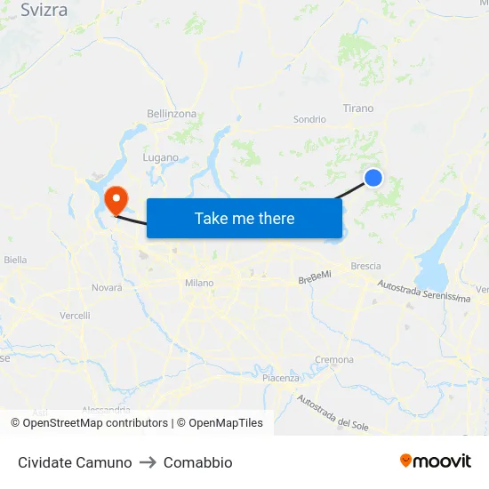 Cividate Camuno to Comabbio map