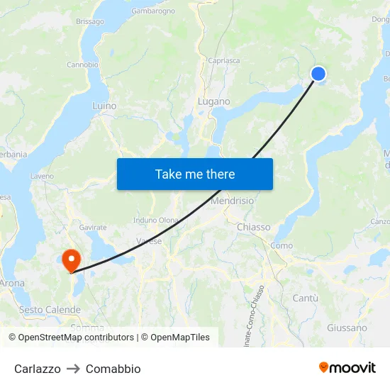 Carlazzo to Comabbio map