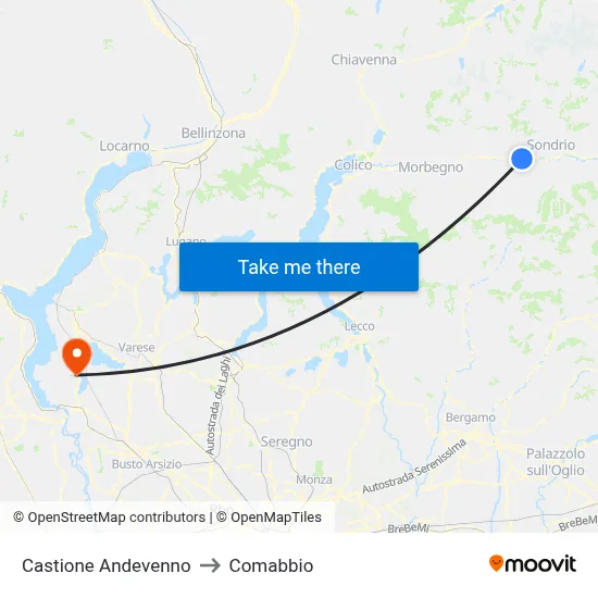 Castione Andevenno to Comabbio map