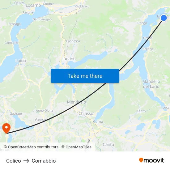 Colico to Comabbio map