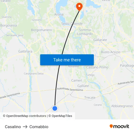 Casalino to Comabbio map