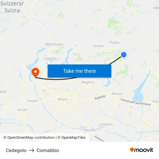 Cedegolo to Comabbio map