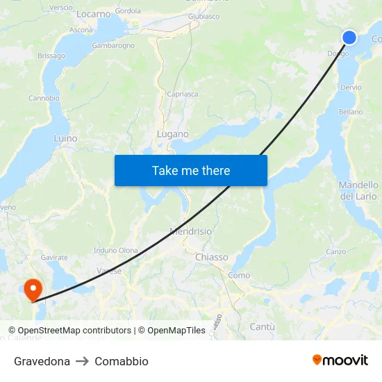 Gravedona to Comabbio map