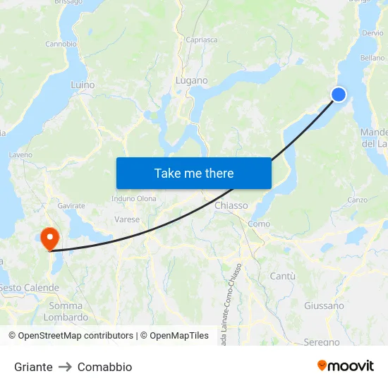 Griante to Comabbio map