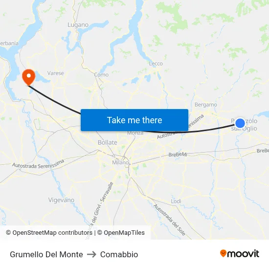 Grumello Del Monte to Comabbio map