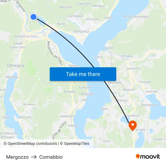 Mergozzo to Comabbio map