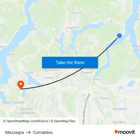 Mezzegra to Comabbio map