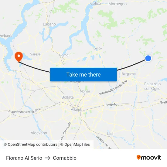 Fiorano al Serio to Comabbio map