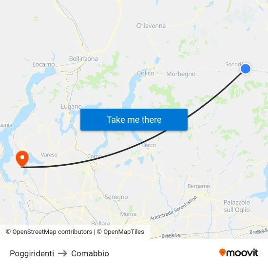 Poggiridenti to Comabbio map