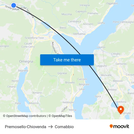Premosello-Chiovenda to Comabbio map