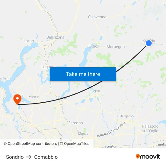 Sondrio to Comabbio map