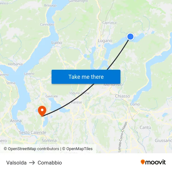 Valsolda to Comabbio map